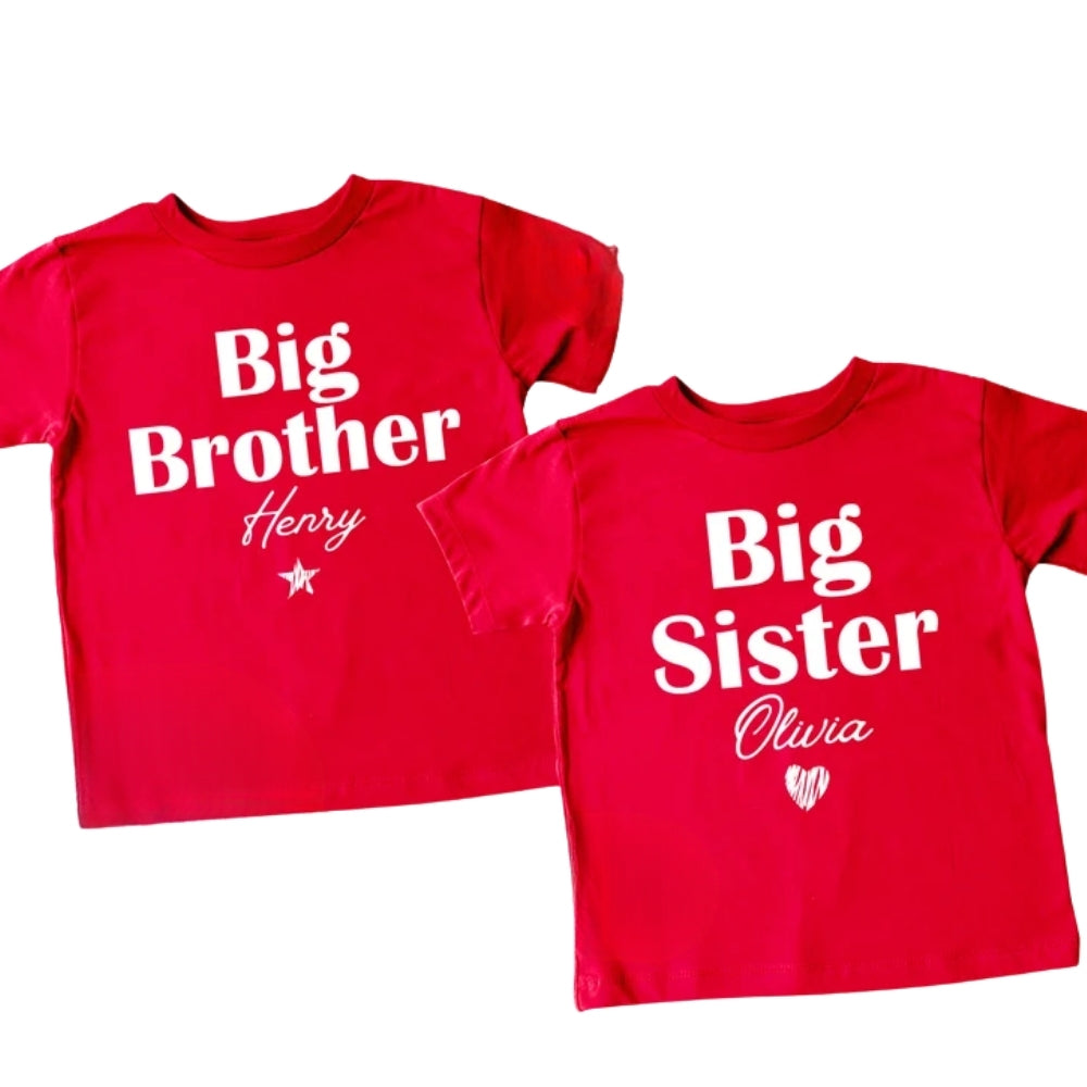 Big Brother Big Sister Personalized Matching Sibling T Shirt, Custom Name Sibling Matching Shirts ET0847