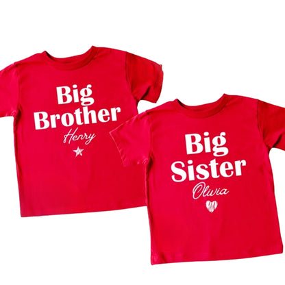 Big Brother Big Sister Personalized Matching Sibling T Shirt, Custom Name Sibling Matching Shirts ET0847