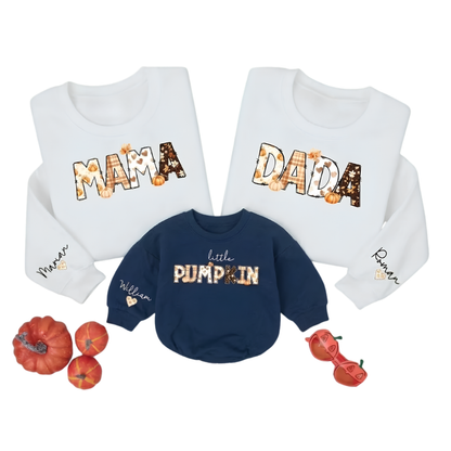 Personalized Little's Pumpkin Dada Mama Sweatshirt Matching, Custom Thanksgiving Family Sweatshirt ET1632