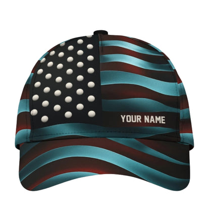 Custom American Flag Golf 3D Baseball Cap, Custom Patriotic Golf Cap Hat CP0333