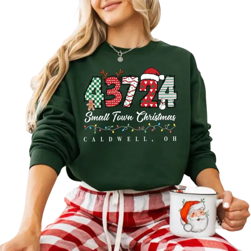 Custom Zipcode Small Town Christmas Sweatshirt, Custom Christmas Sweatshirt 2D0380
