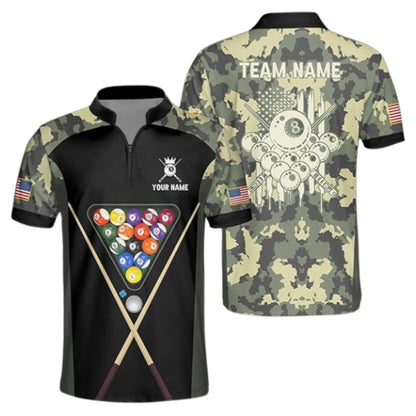 Custom Camouflage Billiard Jersey For Mens, Custom Camo Billiard Team Shirts BIZ0238