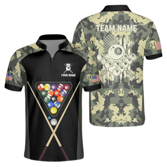 Custom Camouflage Billiard Jersey For Mens, Custom Camo Billiard Team Shirts BIZ0238