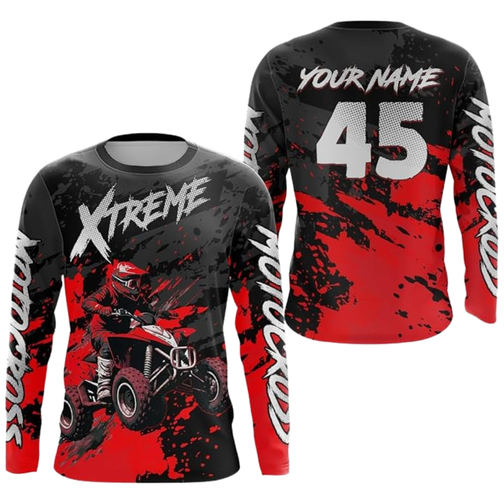 ATV Motocross Custom Black Pink Long Sleeve Jersey For Men, Custom ATV Racing Shirts MZ0097