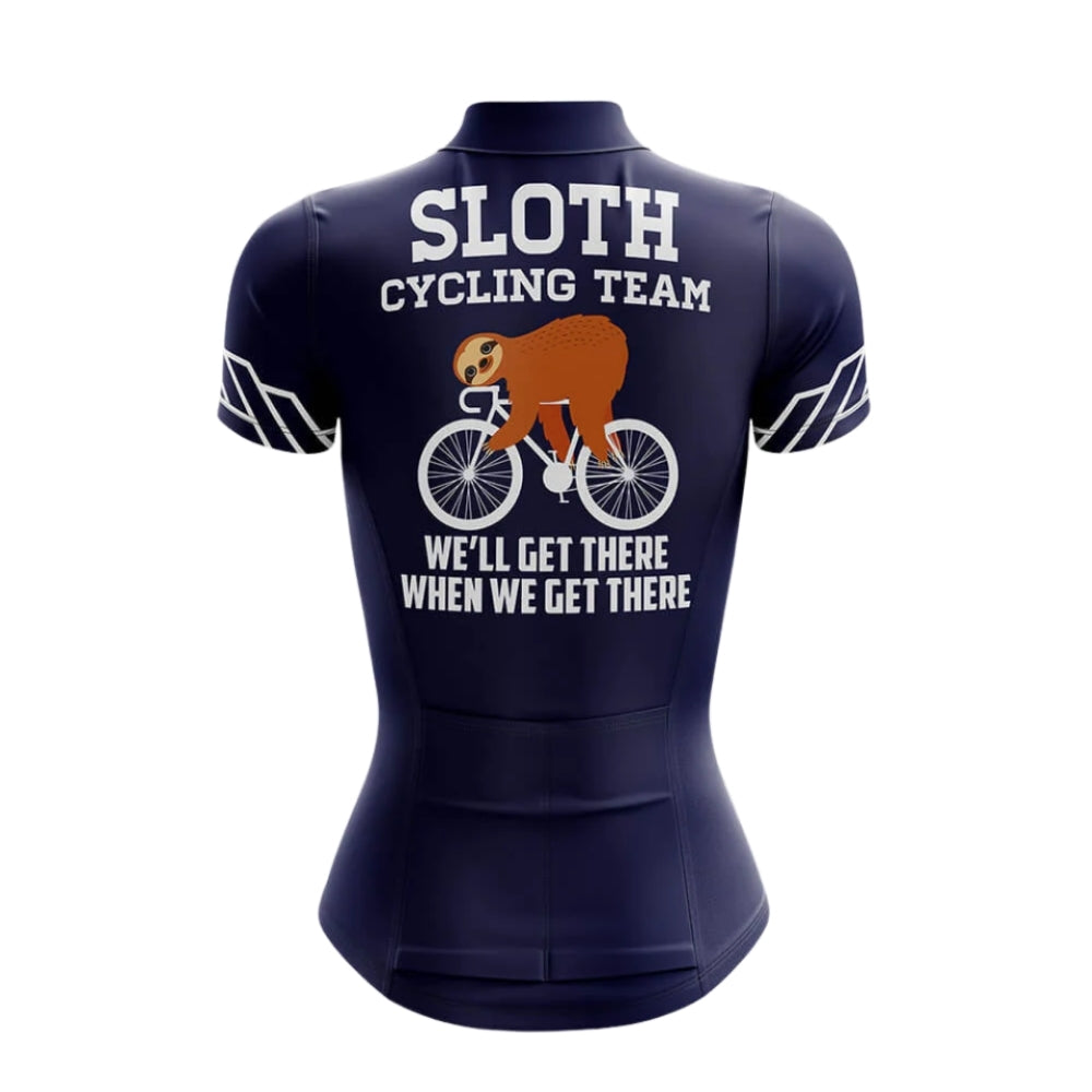 Sloth Cycling Team We'll Get There When We Get There Women's Cycling Short Sleeve Jerseys, Sloth Funny Cycling Jerseys For Ladies CZ0109