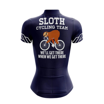 Sloth Cycling Team We'll Get There When We Get There Women's Cycling Short Sleeve Jerseys, Sloth Funny Cycling Jerseys For Ladies CZ0109