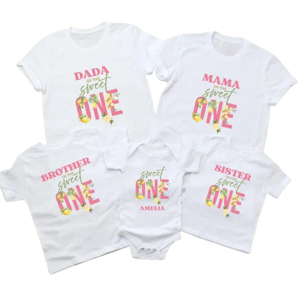 Sweet One Lemon First Birthday Personalized Matching Family T Shirt, Custom 1st Birthday Lemon Family Shirts ET1067