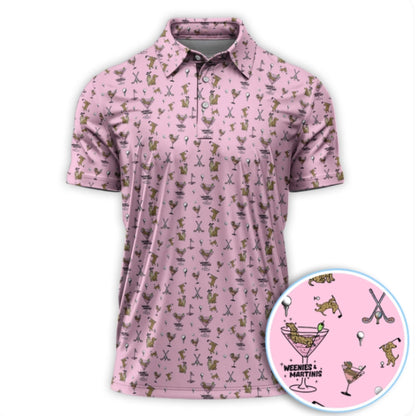 Weenies And Martinis Golf Polo Shirt For Men, Dachshund Cocktail Golf Shirts GZ0203