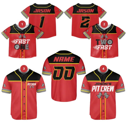 Fast One Two Fast Custom Family Race Car Matching Baseball Jersey, Custom Birthday Matching Family Baseball Shirts ET0705