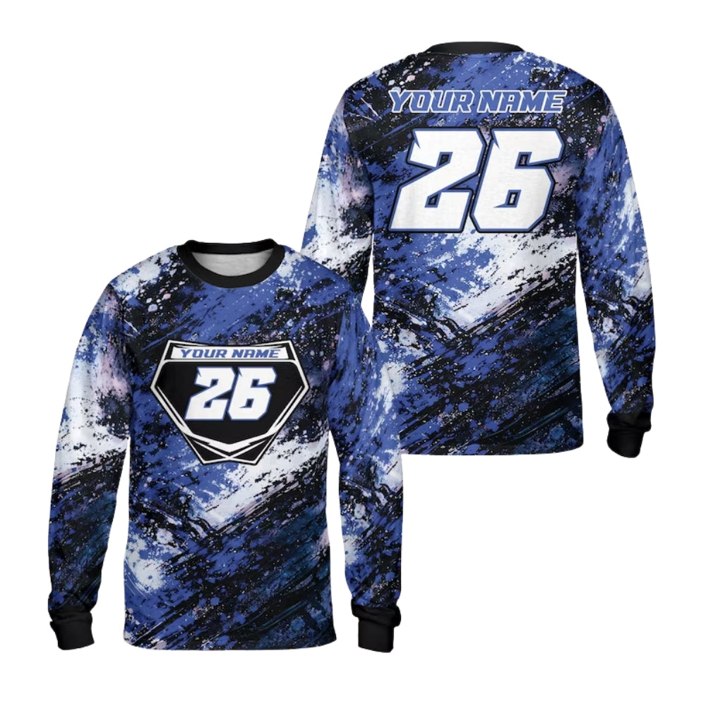 Custom Grunge Black Pink Long Sleeve Dirt Bike Shirt For Men, Custom Motocross Racing Jerseys ME0050