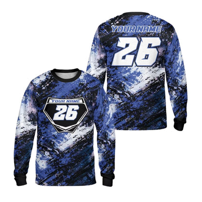 Custom Grunge Black Pink Long Sleeve Dirt Bike Shirt For Men, Custom Motocross Racing Jerseys ME0050