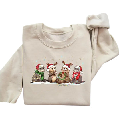 Otters Christmas Sweatshirt, Christmas Otter Lover Sweatshirt 2D0615
