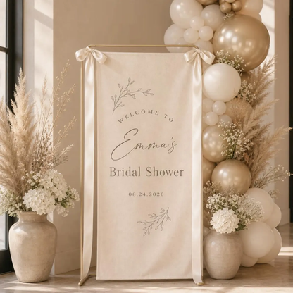 Personalized Bridal Shower Minimalist Fabric Welcome Sign, Custom Bridal Shower Banner WD0458