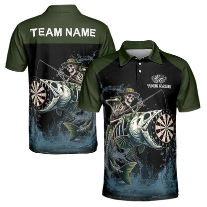 Custom Skull Fishing Darts Polo Shirt For Mens, Custom Skull Darts Team Shirts DE0058
