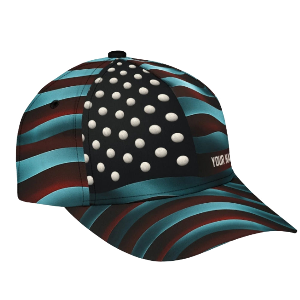 Custom American Flag Golf 3D Baseball Cap, Custom Patriotic Golf Cap Hat CP0333
