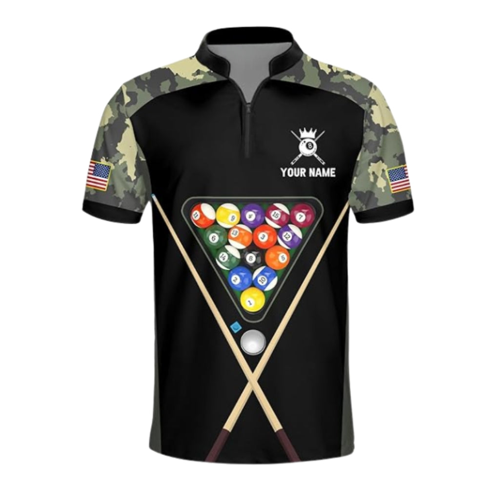 Custom Camouflage Billiard Jersey For Mens, Custom Camo Billiard Team Shirts BIZ0238