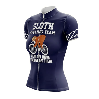 Sloth Cycling Team We'll Get There When We Get There Women's Cycling Short Sleeve Jerseys, Sloth Funny Cycling Jerseys For Ladies CZ0109