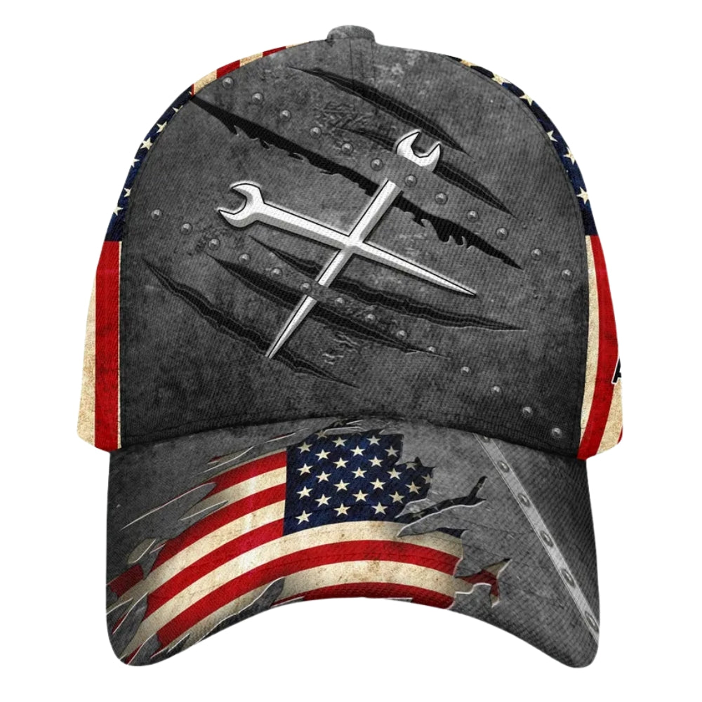 Personalized Ironworker American Flag Baseball Cap With Name, Custom Ironworker 3D Printed Cap Hat CP0509