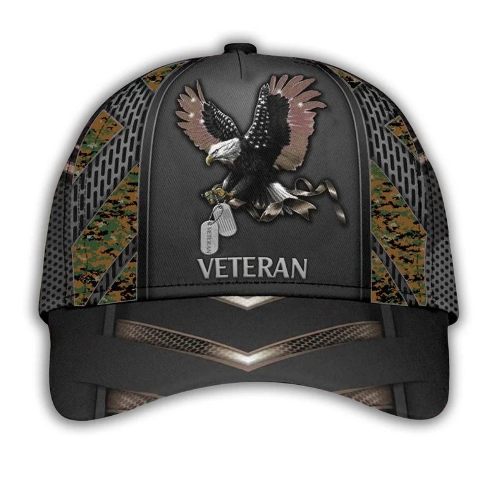 Eagle Camo Veteran 3D Baseball Cap, US Army Veteran Hats Caps CP0122