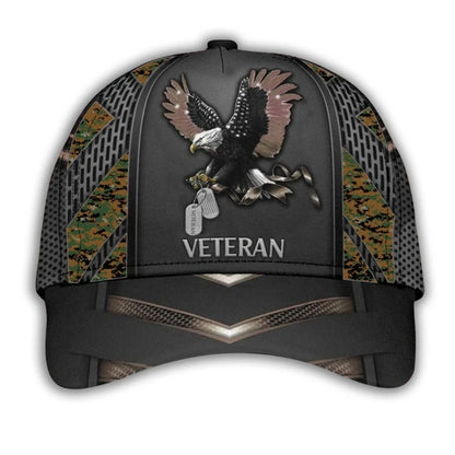 Eagle Camo Veteran 3D Baseball Cap, US Army Veteran Hats Caps CP0122