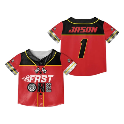 Fast One Two Fast Custom Family Race Car Matching Baseball Jersey, Custom Birthday Matching Family Baseball Shirts ET0705