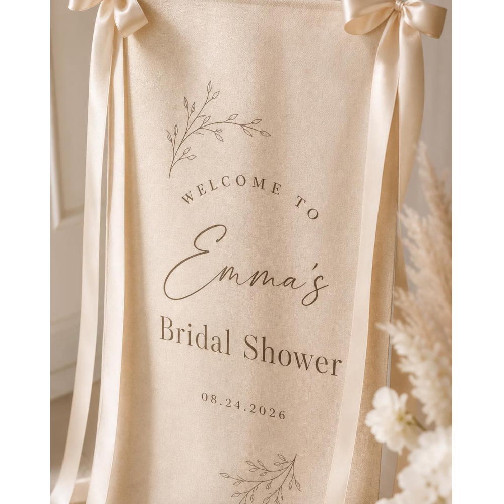 Personalized Bridal Shower Minimalist Fabric Welcome Sign, Custom Bridal Shower Banner WD0458
