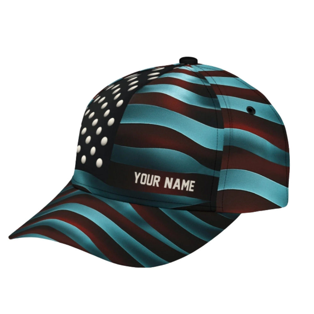 Custom American Flag Golf 3D Baseball Cap, Custom Patriotic Golf Cap Hat CP0333