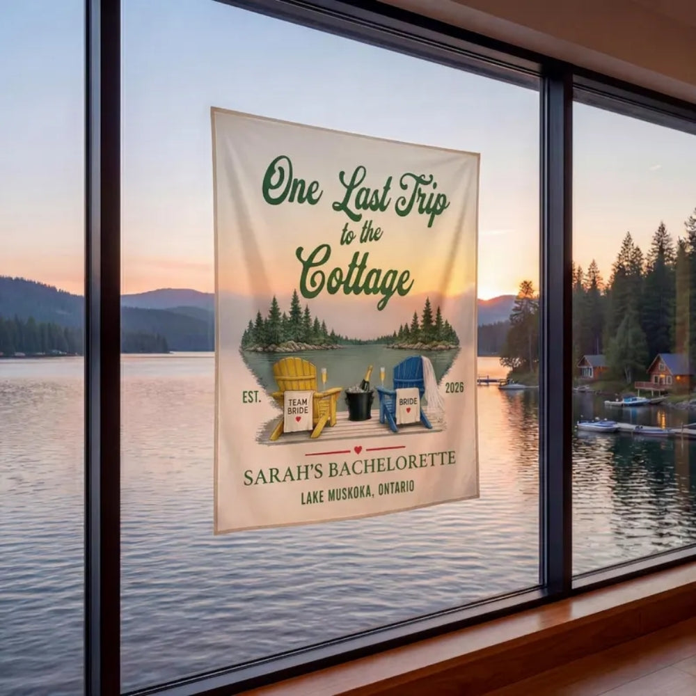 One Last Trip To The Cottage Custom Bachelorette Party Banner, Custom Bachelorette Sign WD0440