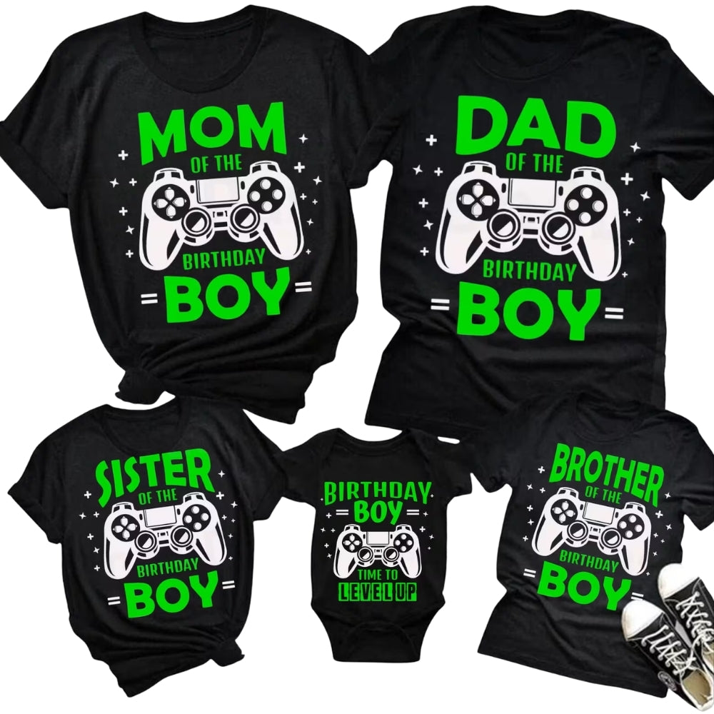 Birthday Boy Time To Level Up Custom Matching Family Shirts For Birthday, Custom Game Birthday Matching Shirts For Family ET0281