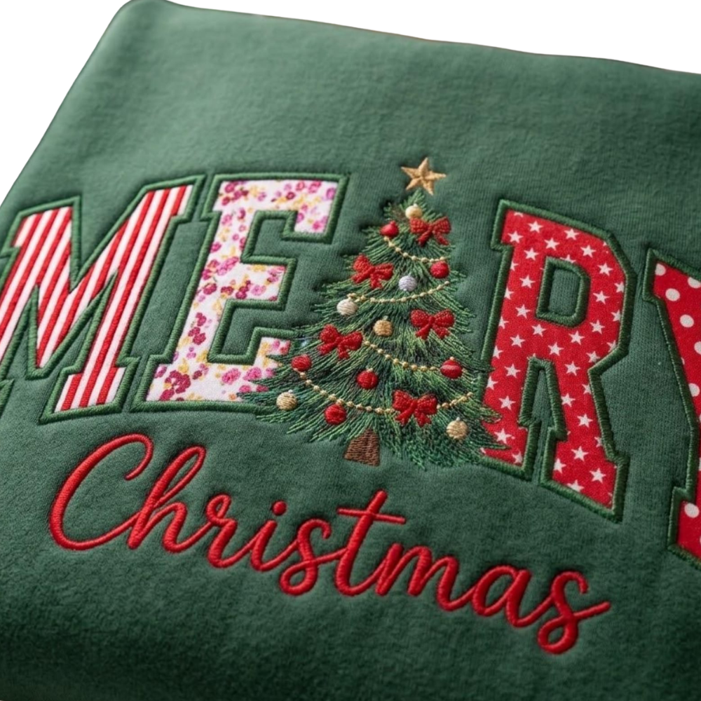 Merry Christmas Embroidered Sweatshirt, Christmas Sweater 2D1119