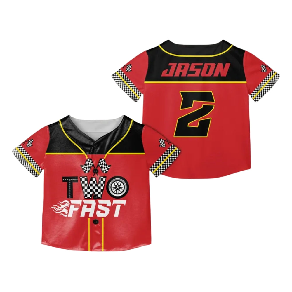 Fast One Two Fast Custom Family Race Car Matching Baseball Jersey, Custom Birthday Matching Family Baseball Shirts ET0705