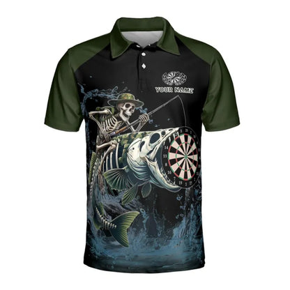 Custom Skull Fishing Darts Polo Shirt For Mens, Custom Skull Darts Team Shirts DE0058