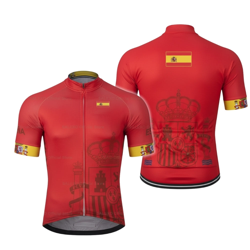 Men's Spain Short Sleeve Cycling Jerseys, Patriotic Spain Cycling Jerseys CE0056