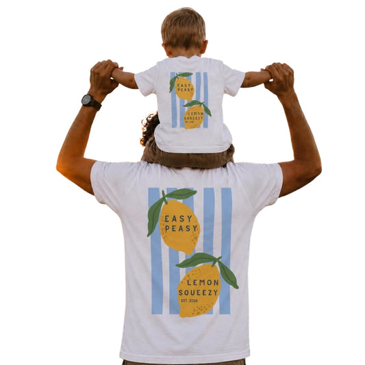 Easy Peasy Lemon Squeezy Custom Dad Son Matching T Shirt With Year, Custom Lemon Matching Family Shirts ET0970