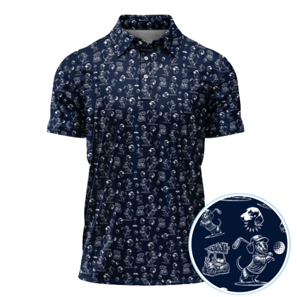Black And White Wiener Dachshund Golf Polo Shirt Mens, Dachshund Lover Golf Shirts GZ0204