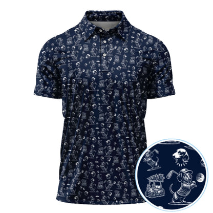 Black And White Wiener Dachshund Golf Polo Shirt Mens, Dachshund Lover Golf Shirts GZ0204