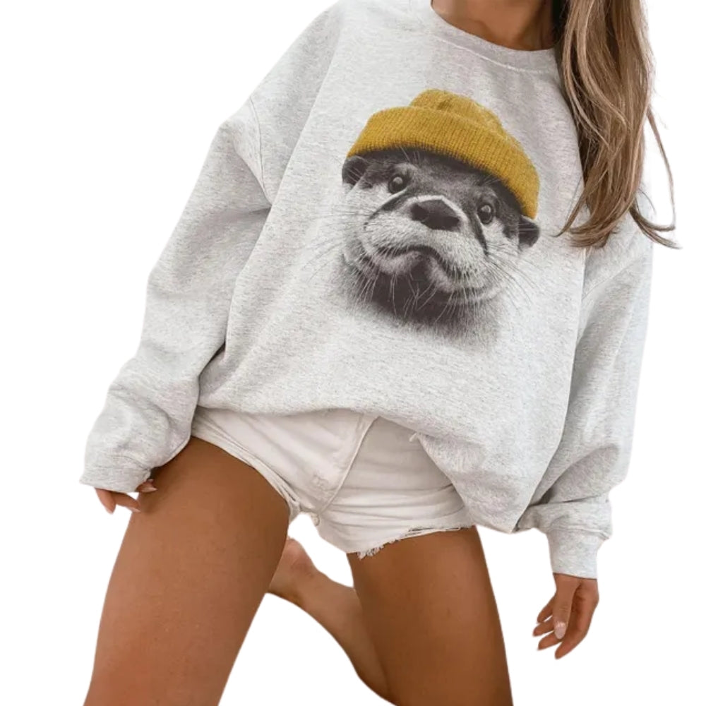 Otter Wearing Beanie Sweatshirt For Women, Otter Lover Sweatshirt 2D0616