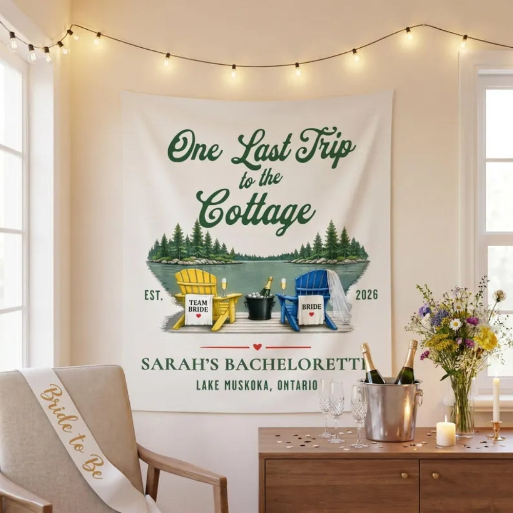 One Last Trip To The Cottage Custom Bachelorette Party Banner, Custom Bachelorette Sign WD0440