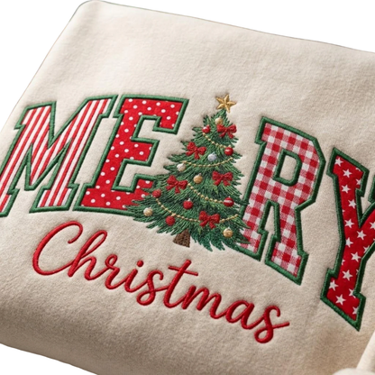Merry Christmas Embroidered Sweatshirt, Christmas Sweater 2D1119