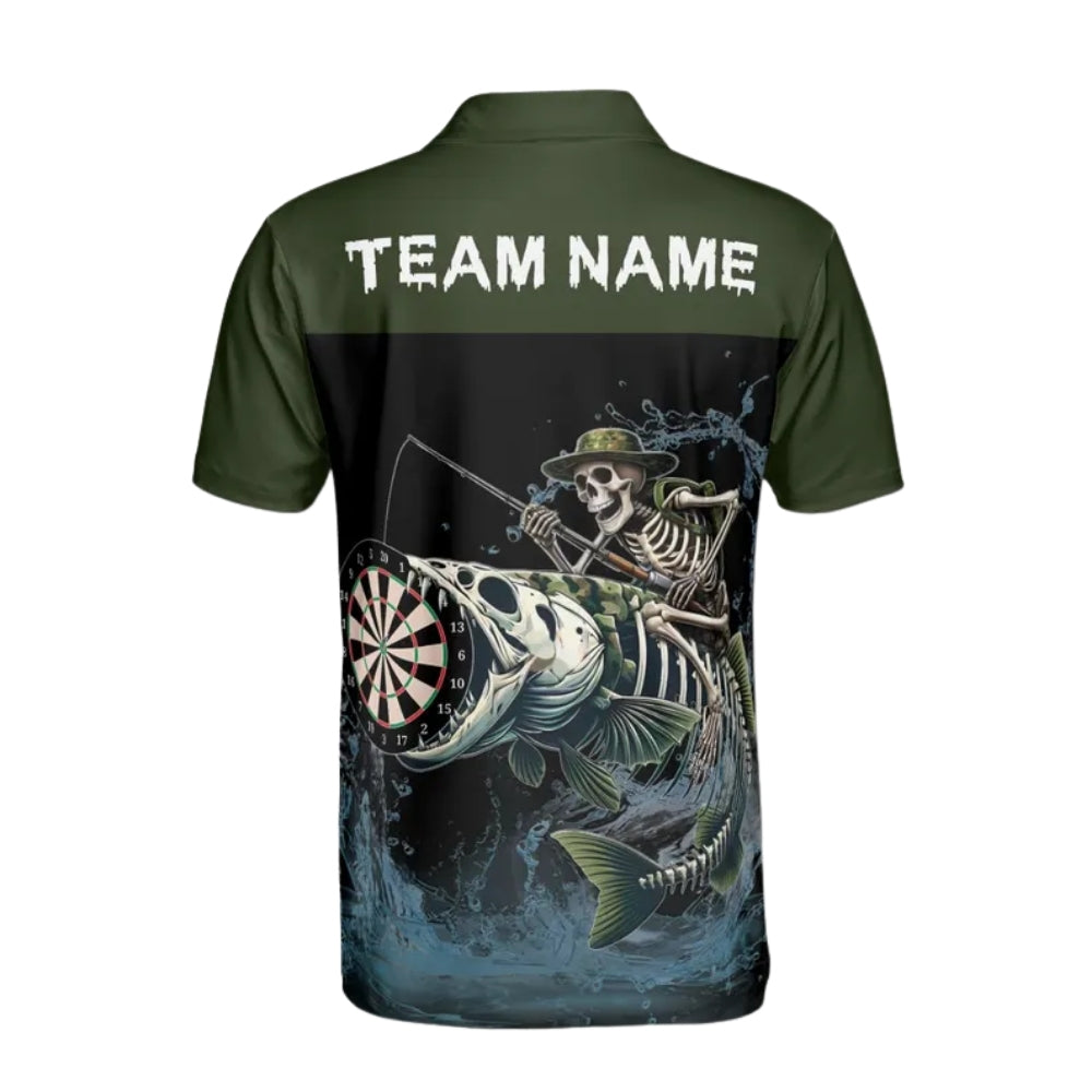 Custom Skull Fishing Darts Polo Shirt For Mens, Custom Skull Darts Team Shirts DE0058