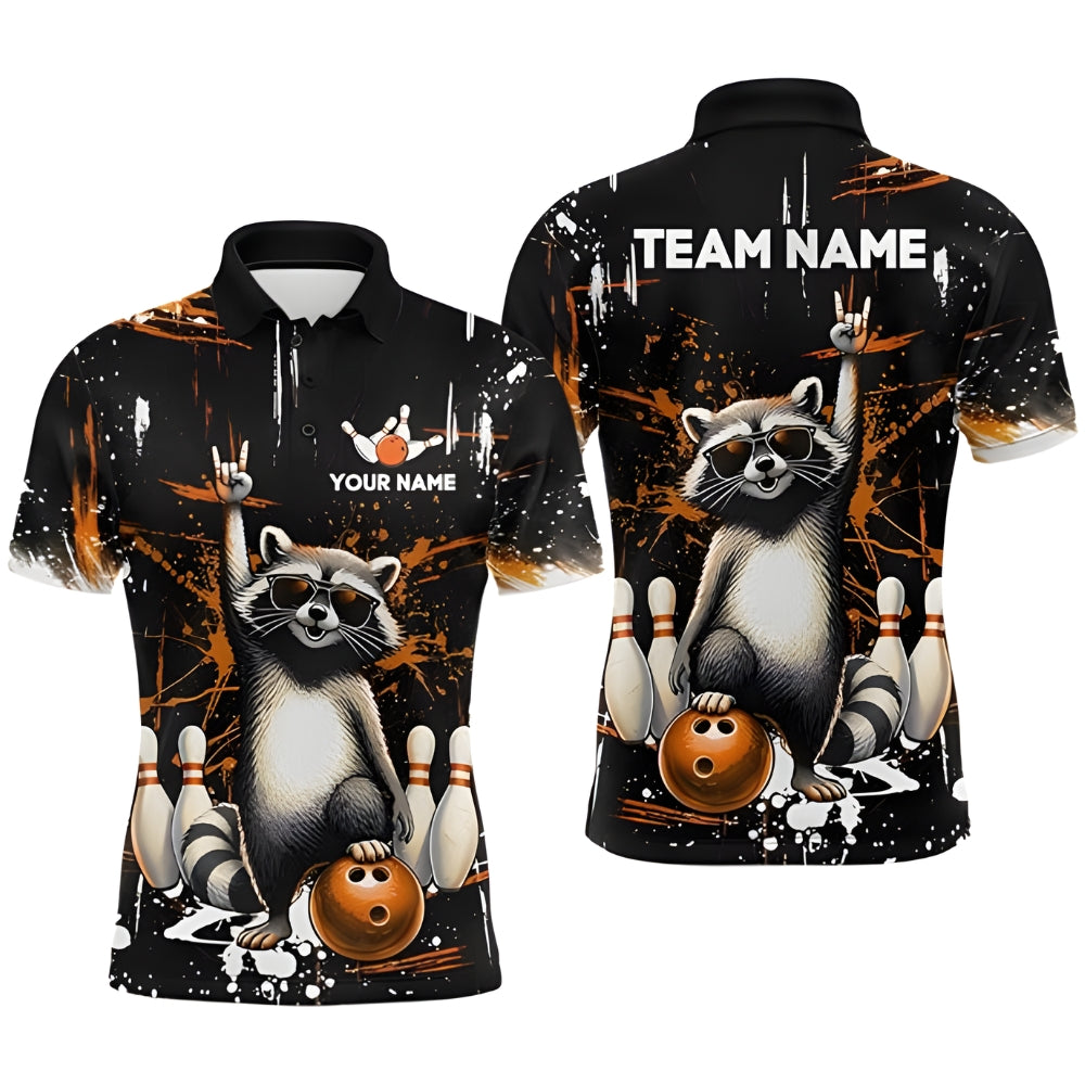 Custom Funny Raccoon Bowling Polo Shirt Mens, Custom Raccoon Bowling Team Shirts BZ0346