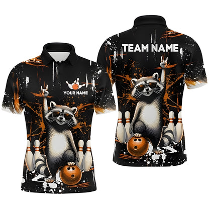 Custom Funny Raccoon Bowling Polo Shirt Mens, Custom Raccoon Bowling Team Shirts BZ0346