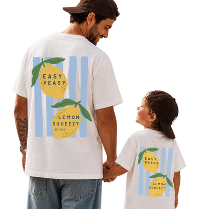 Easy Peasy Lemon Squeezy Custom Dad Son Matching T Shirt With Year, Custom Lemon Matching Family Shirts ET0970