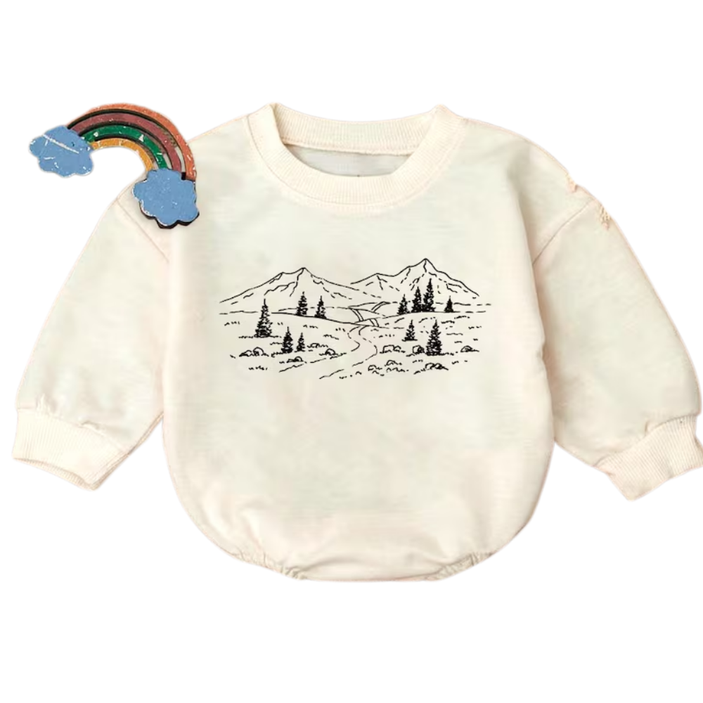 Mountain Landscape Baby Romper Sweatshirt, Mountain Romper Sweatshirt For Baby BB0461
