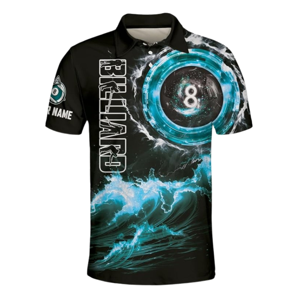 Custom Team Black And Purple 8 Ball Billiard Polo Shirt Mens, Custom 8 Ball Billiard Shirts For Team BIZ0237