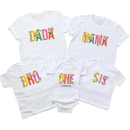Custom Floral Matching 1st Birthday Family T Shirts, Custom Floral First Birthday Shirts For Family ET0283