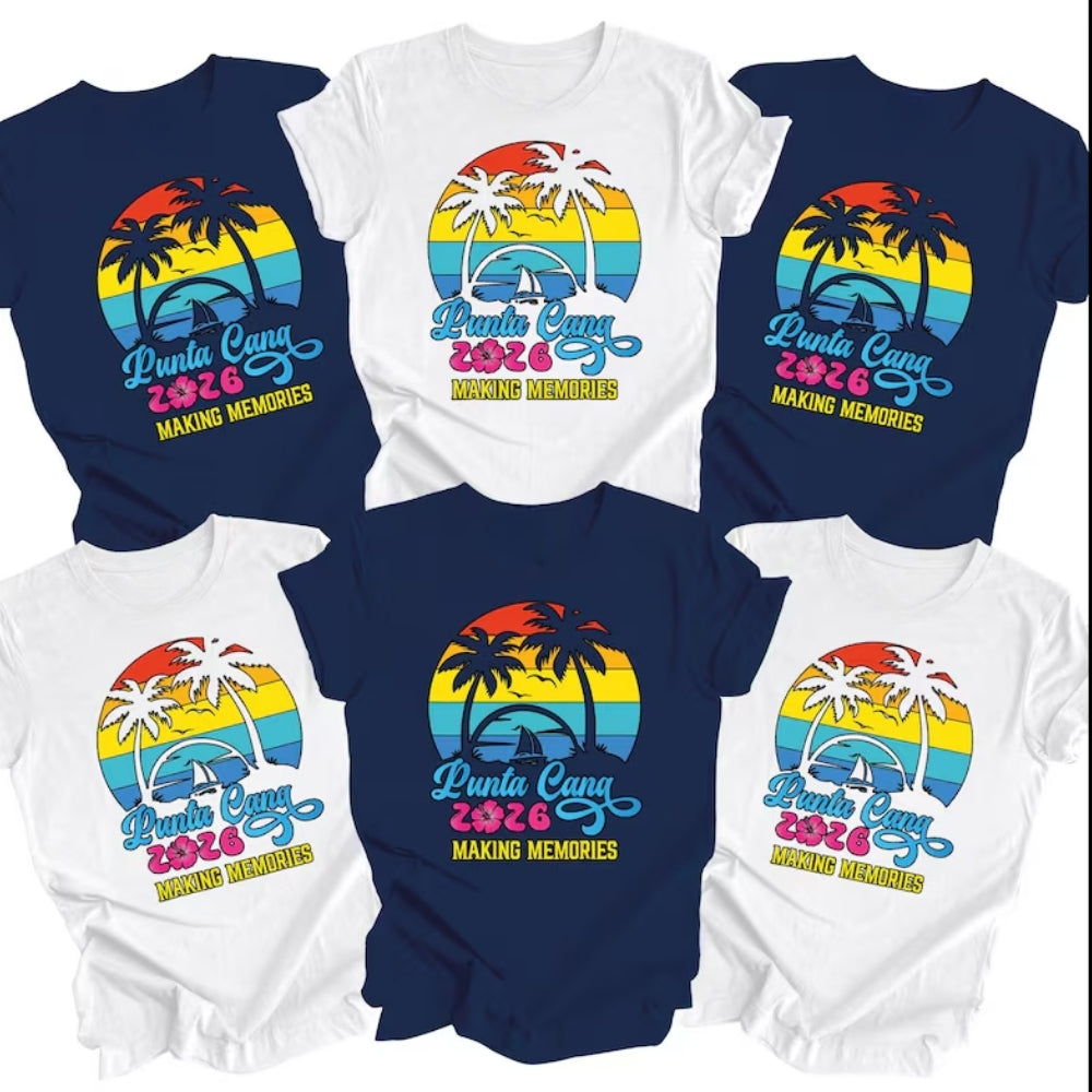 Punta Cana Making Memories Family Custom Matching T Shirts, Custom Family Beach Vaction Shirts ET0132