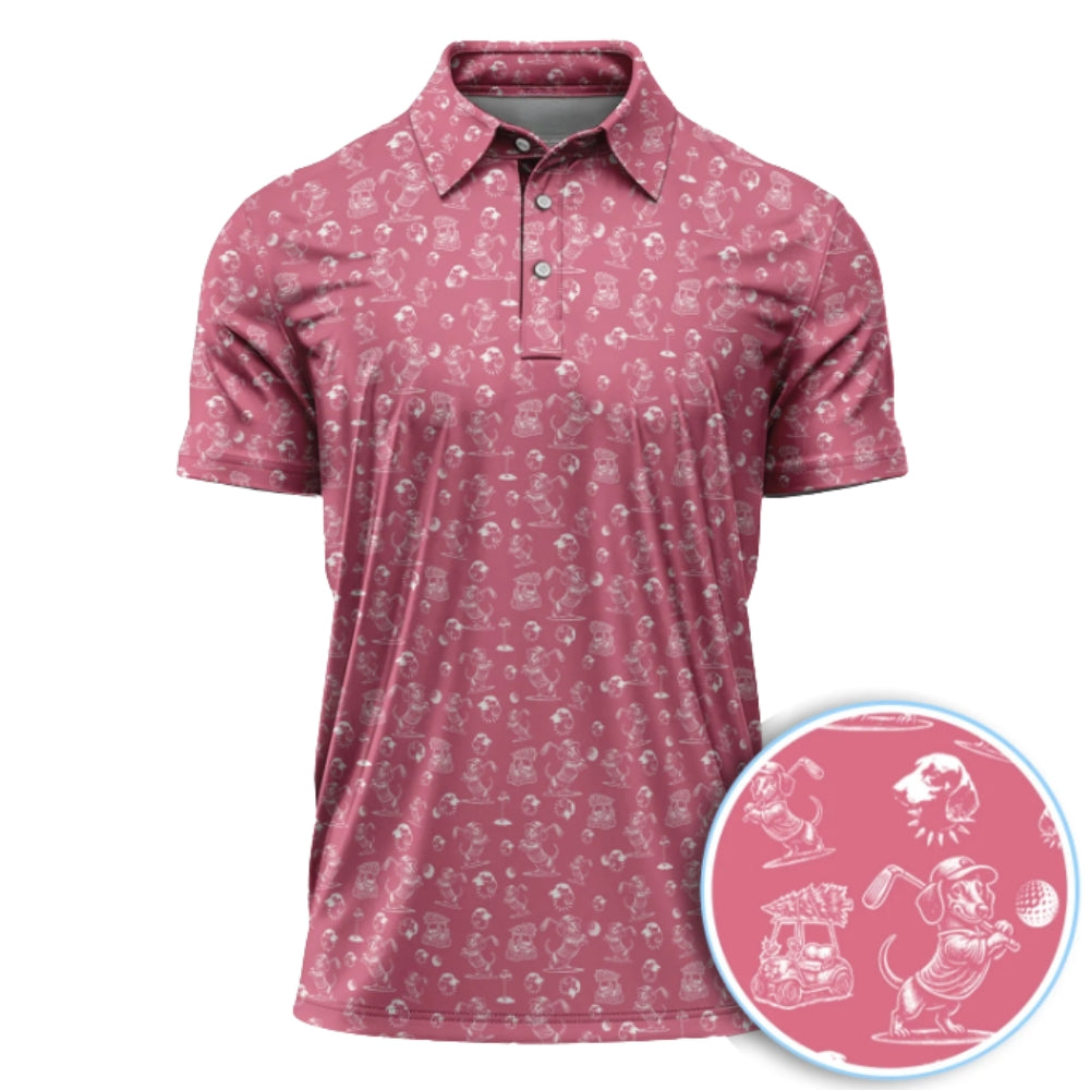 Black And White Wiener Dachshund Golf Polo Shirt Mens, Dachshund Lover Golf Shirts GZ0204
