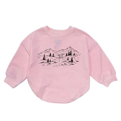 Mountain Landscape Baby Romper Sweatshirt, Mountain Romper Sweatshirt For Baby BB0461