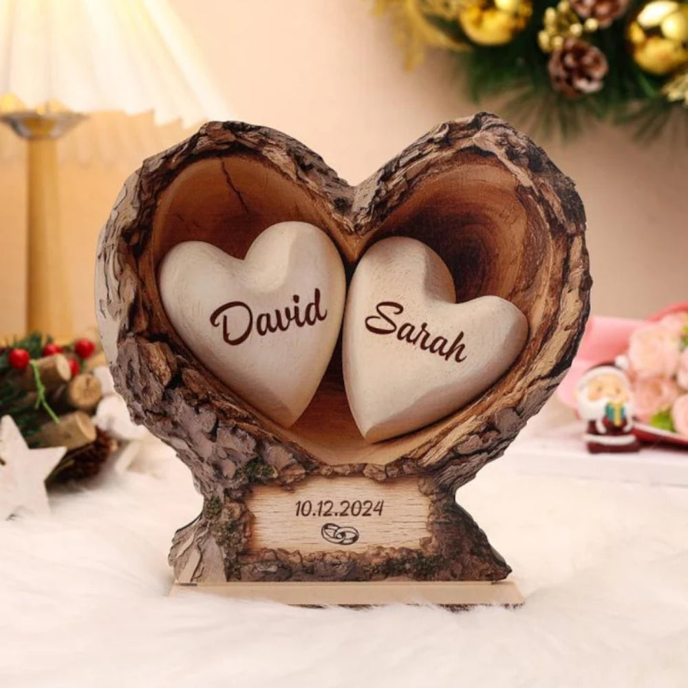 Custom Couple Name And Date Layer Wooden Plaque, Custom Wedding Couple Wooden Block WD0876